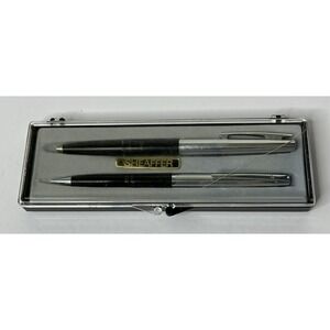 Sheaffer Black and Silver Pencil 202 and Pen 203 Set In Case